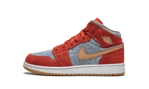 Jordan 1 Mid SE GS "Denim / Red Suede" DM4384 600