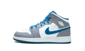 Air Jordan 1 Mid GS "Cement / True Blue"