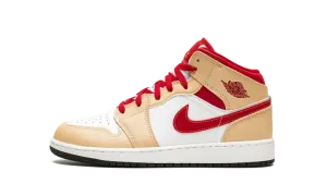 Air Jordan 1 Mid GS "Beige / Red" 554725 201