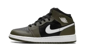 Jordan 1 Mid GS "Black White Olive"