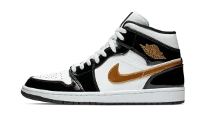 Air Jordan 1 Mid SE "Black Gold Patent Leather" 852542 007