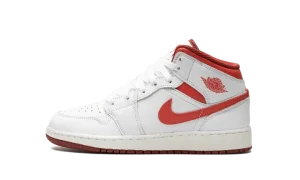 AIR JORDAN 1 MID SE GS "WHITE DUNE RED"