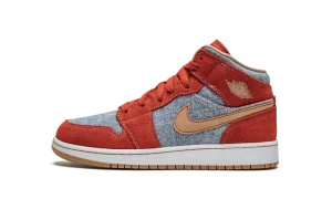 Jordan 1 Mid SE GS "Denim / Red Suede"