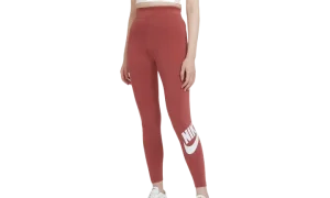 Sportswear Essential Hi-waisted Logo Leggings WMNS "DEEP SALMON/WHITE"