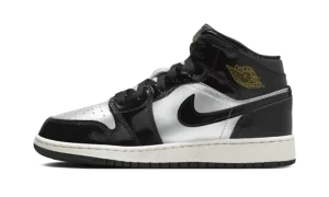 Jordan 1 Mid SE GS "Black Metallic Silver Sail Metallic Gold"
