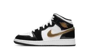 Air Jordan 1 Mid SE GS "Black Gold Patent Leather" BQ6931 007