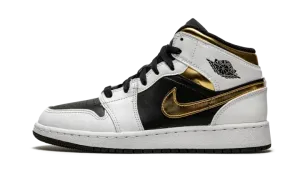 Air Jordan 1 Mid GS "White / Gold / Black" 554725 190