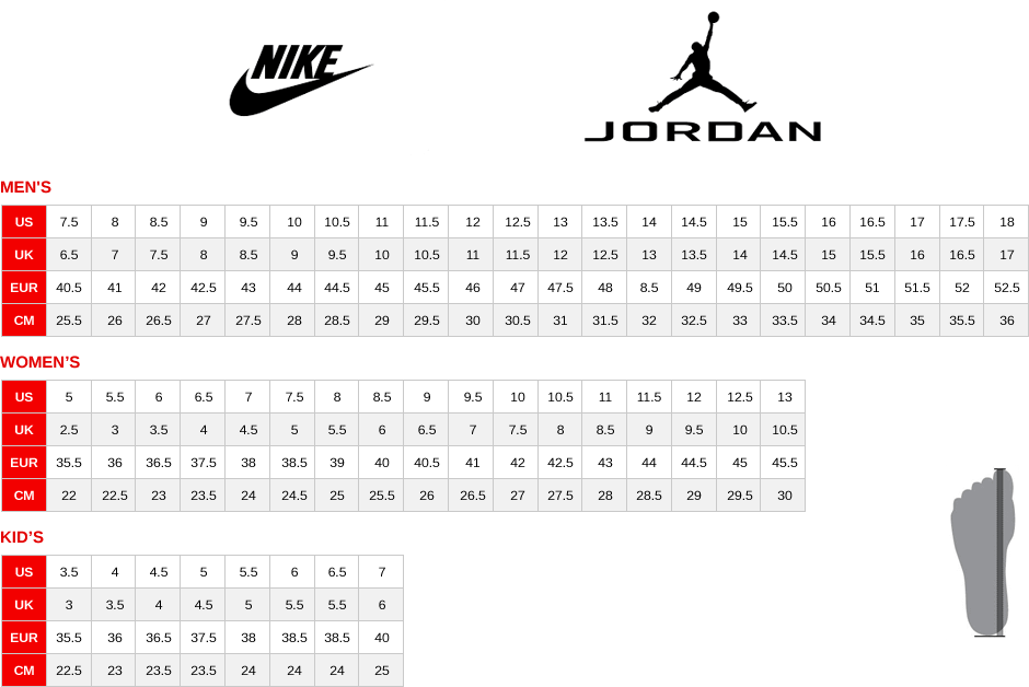 Nike Air Jordan Sizes