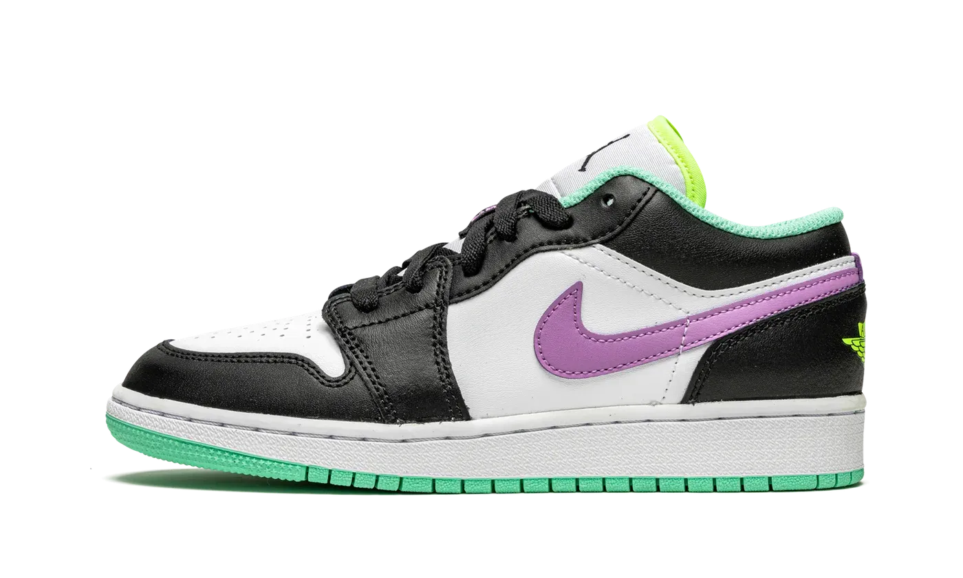 Air Jordan 1 Low GS "Black / Violet Shock / Green Glow" 553560 151