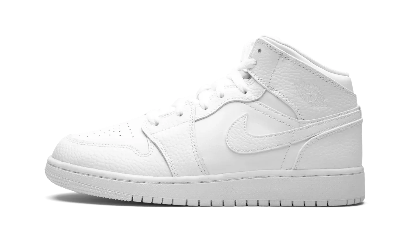 Air Jordan 1 Mid GS "Triple White" 554725 130