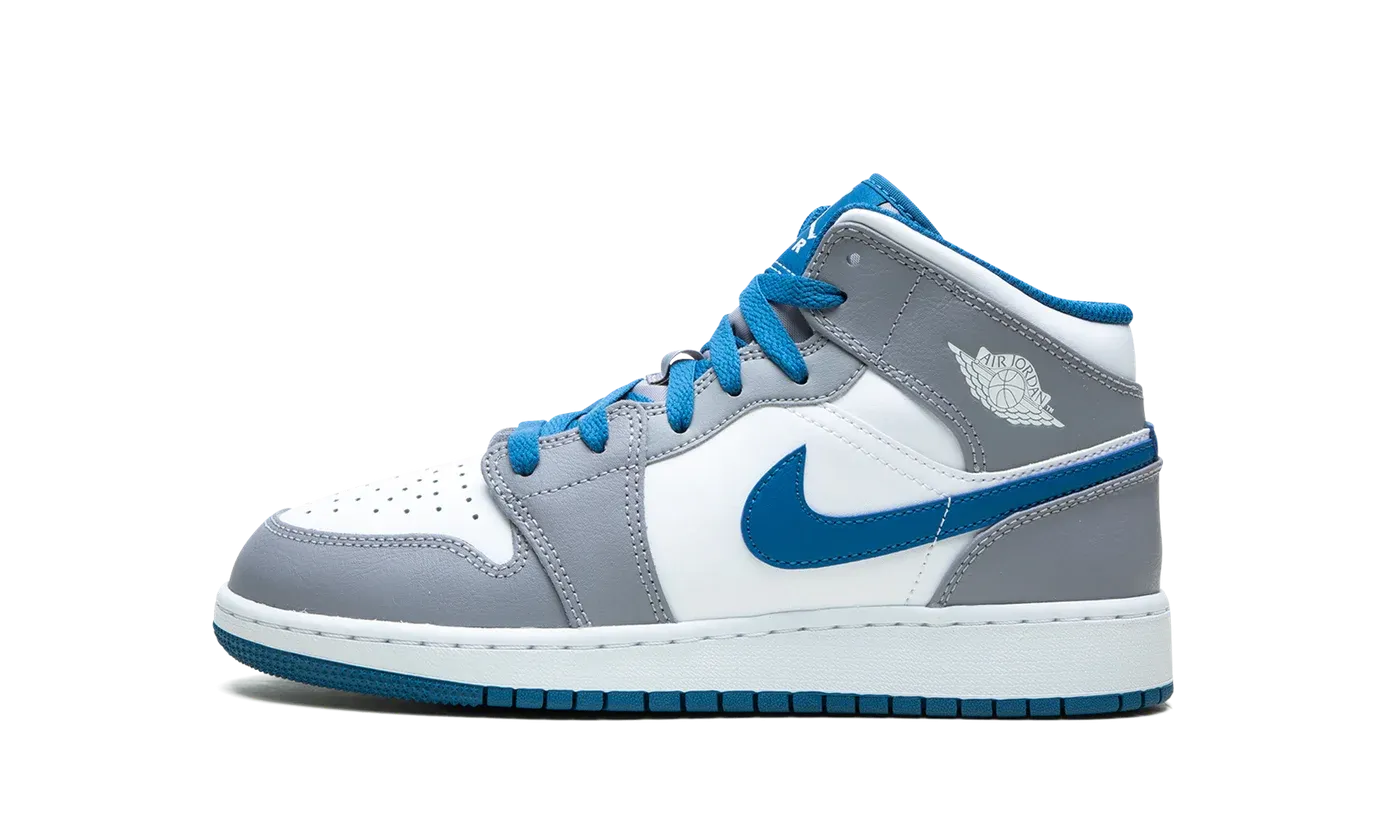 Air Jordan 1 Mid GS "Cement / True Blue" DQ8423 014