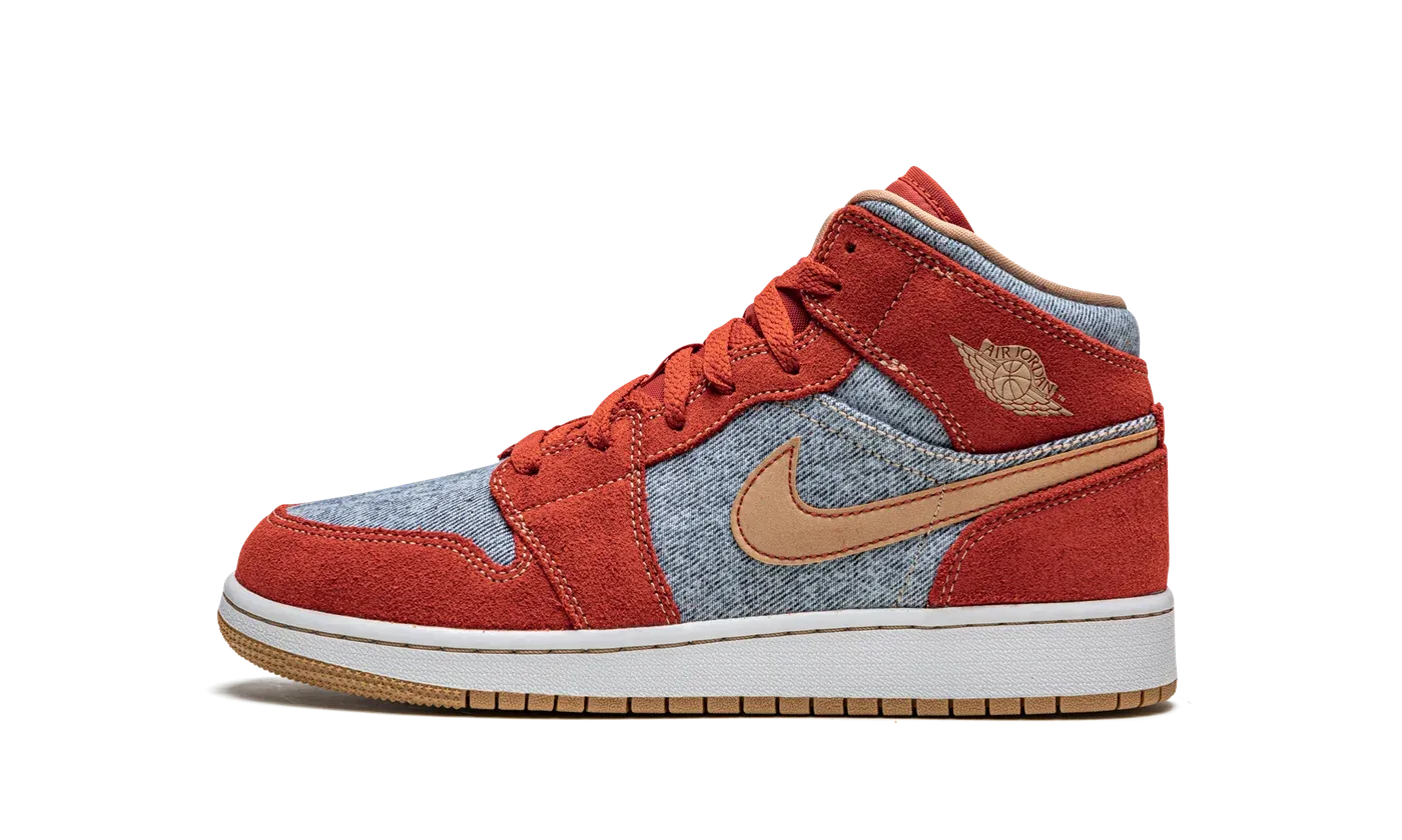 Jordan 1 Mid SE GS "Denim / Red Suede" DM4384 600